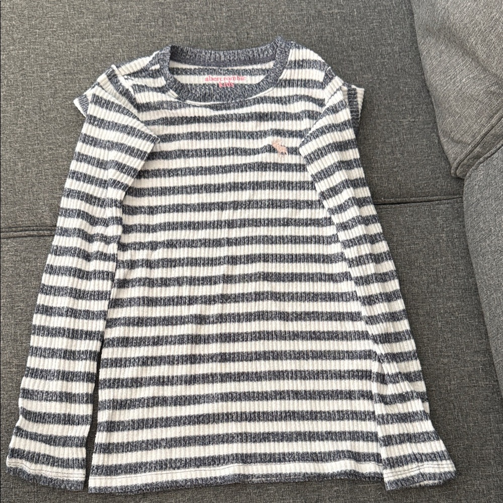 Abercrombie Kids Navy and White Striped Long Sleeve Tee